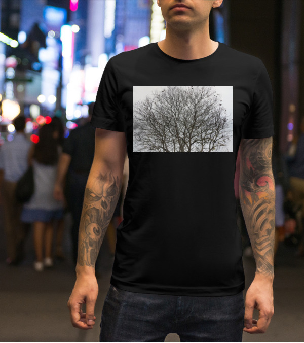 Winters Tracery Bare Tree Branches In Overcast Grey Sky T-Shirt