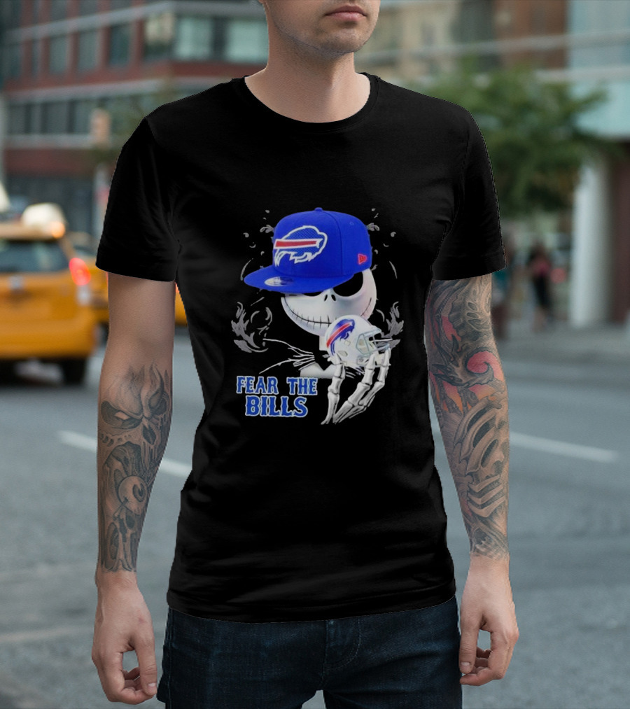 Buffalo Bills Jack Skellington Fear The Bills Halloween NFL Crossover T-Shirt