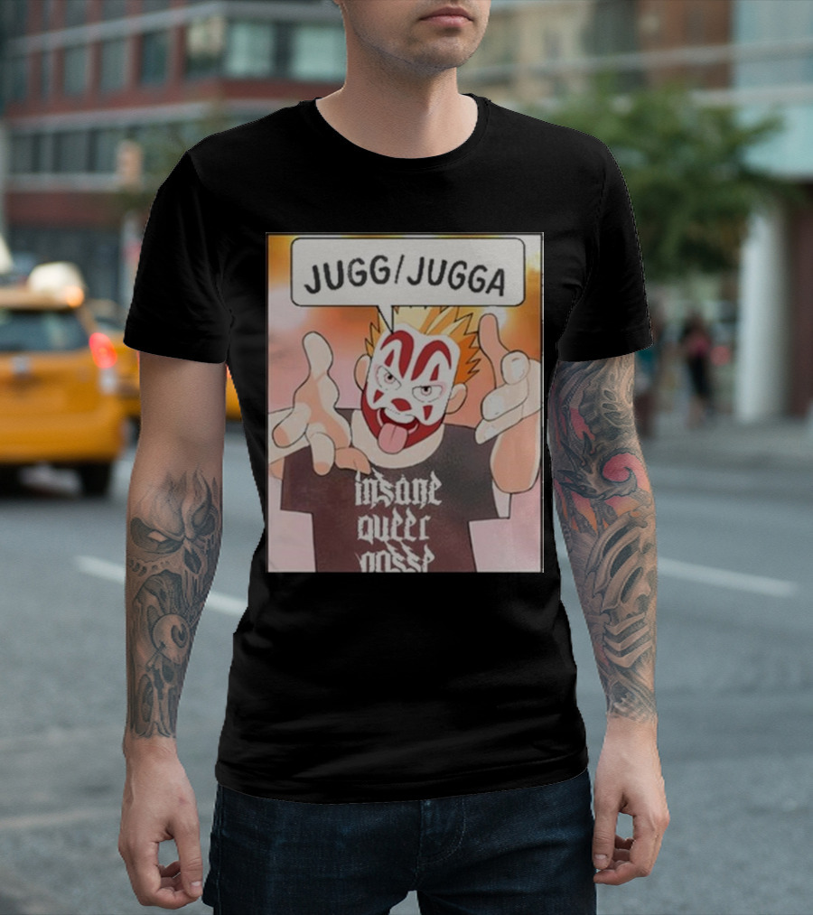 Jugg Jugga Insane Queer Posse Cartoon Character Clown Face T-Shirt