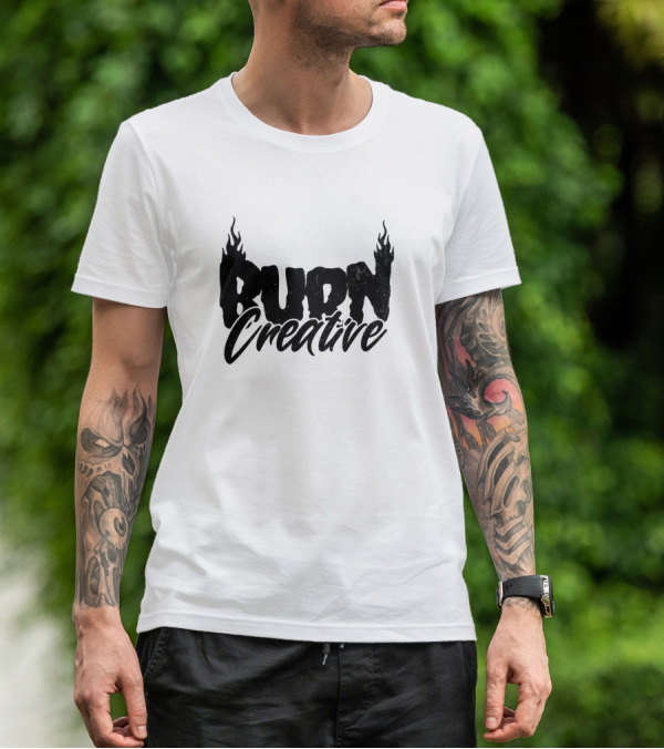 Burn Creative Flame Text T-Shirt