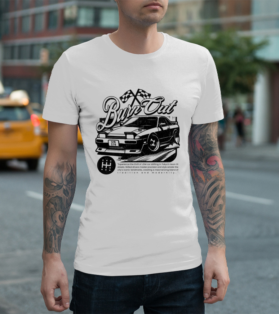 Burn Out JDM Car Drifting Tokyo Streets Tradition And Modernity T-Shirt