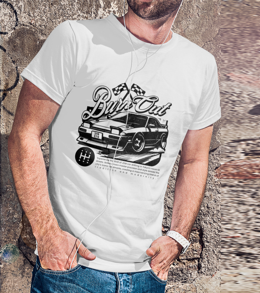 Burn Out JDM Car Drifting Tokyo Streets Tradition And Modernity T-Shirt