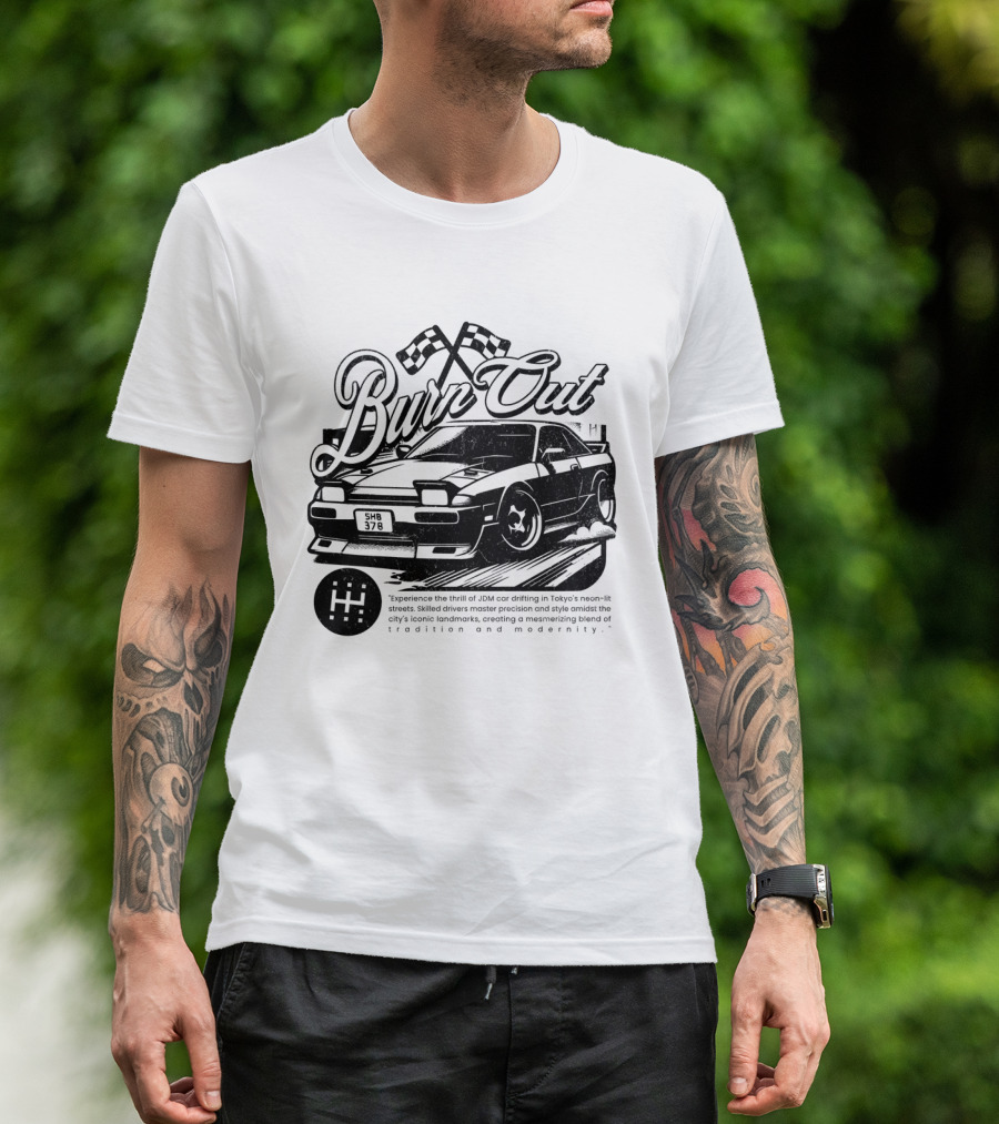 Burn Out JDM Car Drifting Tokyo Streets Tradition And Modernity T-Shirt