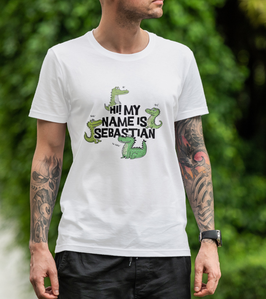 Hi My Name Is Sebastian Crocodile Greetings T-Shirt