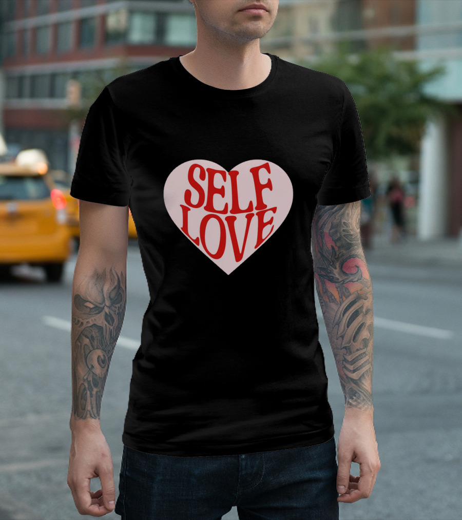SELF LOVE Heart Retro Bold Typography T-Shirt