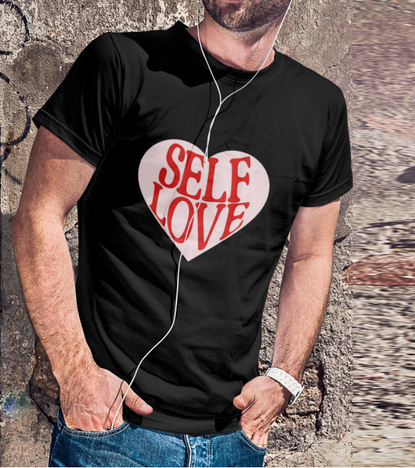 SELF LOVE Heart Retro Bold Typography T-Shirt