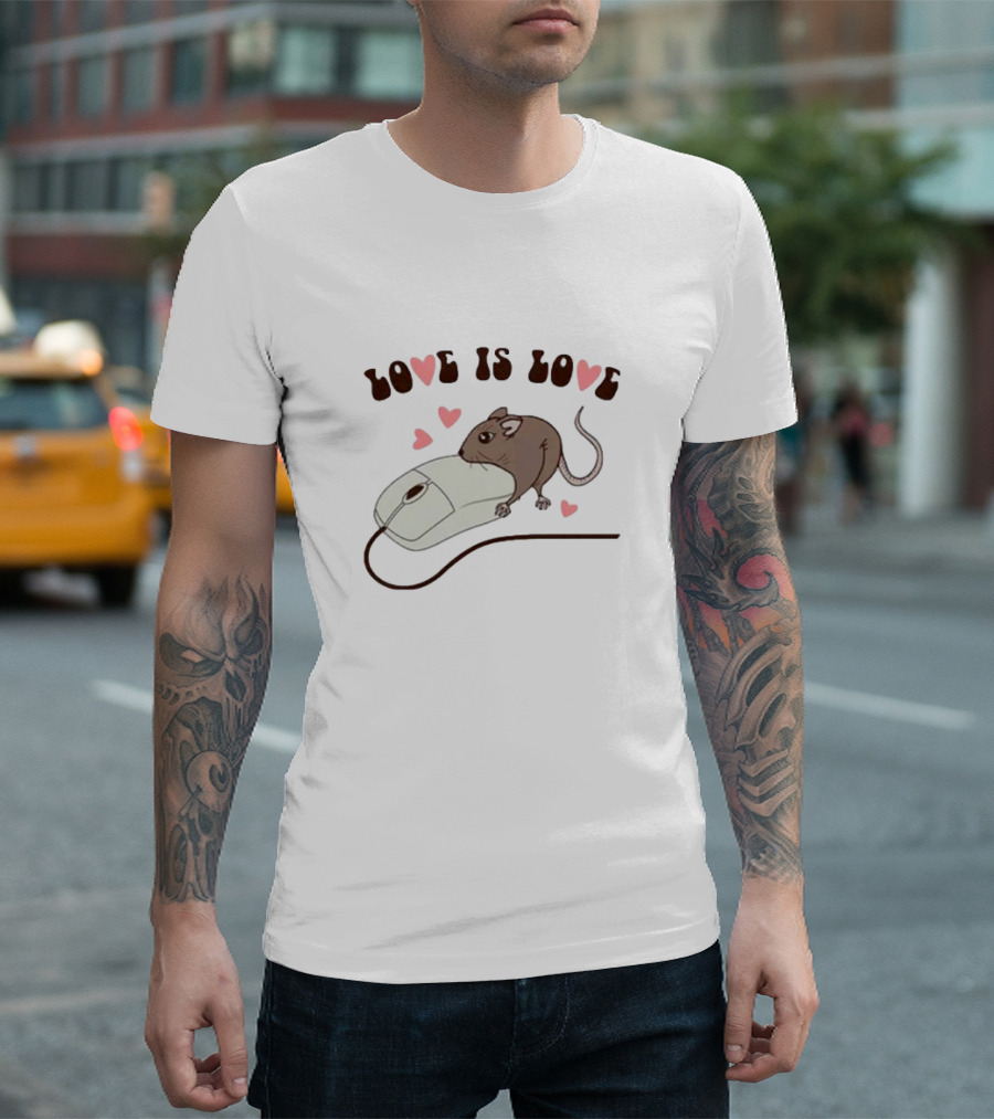 Love Is Love Mouse With Computer Mouse And Hearts T-Shirt