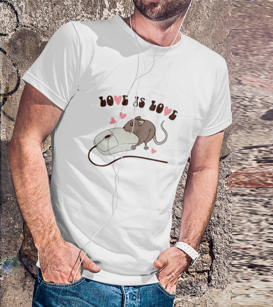Love Is Love Mouse With Computer Mouse And Hearts T-Shirt