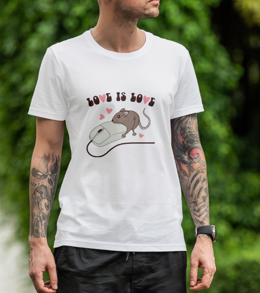 Love Is Love Mouse With Computer Mouse And Hearts T-Shirt