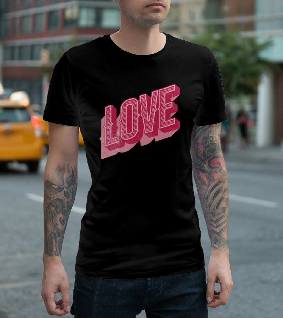 Love Typography Valentines Day Shirt Bold Lettering T-Shirt