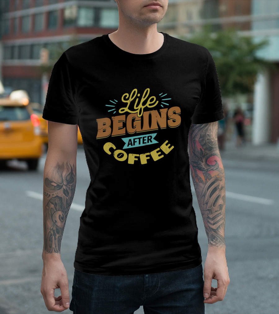 Life Begins After Coffee Retro T-Shirt