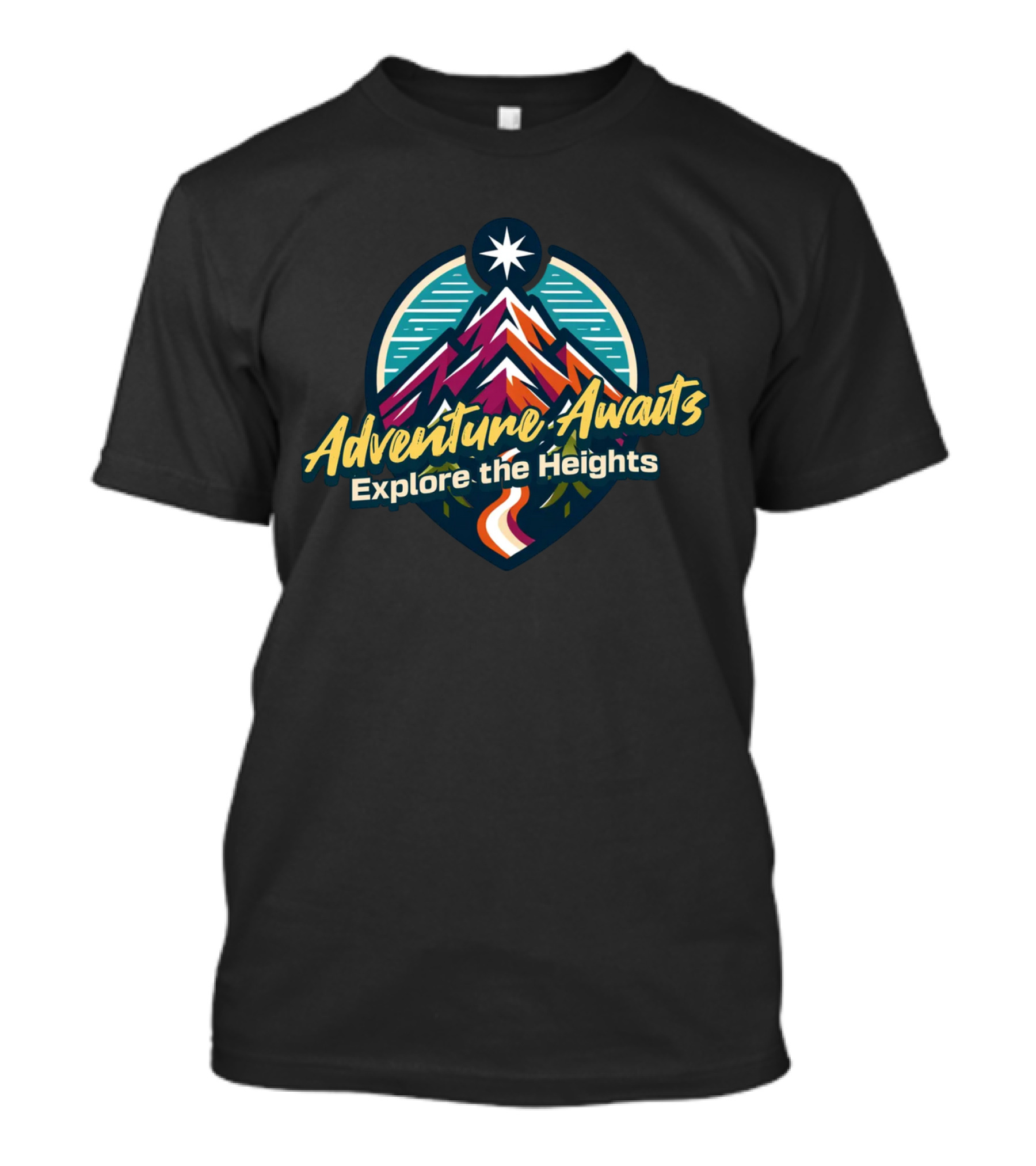 Adventure Awaits Explore The Heights Mountain Starburst T-Shirt