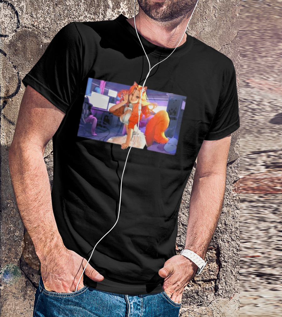 Anime Byndo Fox Girl Neon Gaming Room T-Shirt