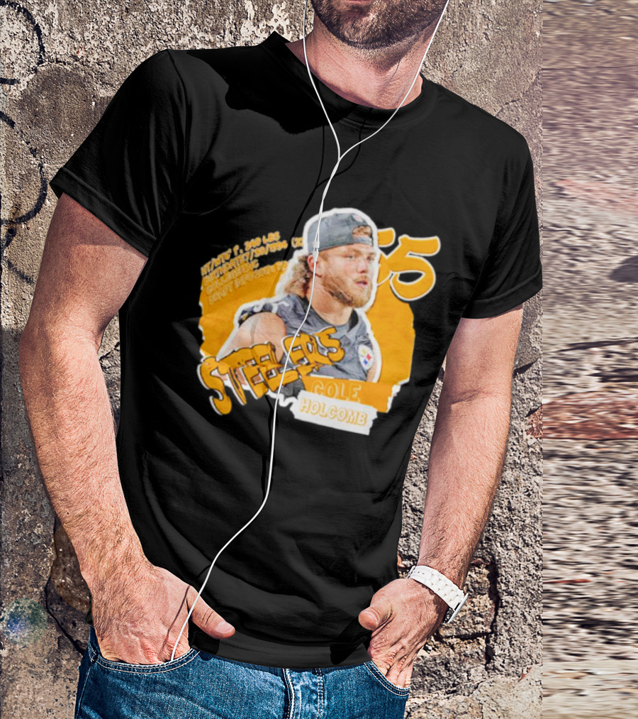 Steelers 55 Cole Holcomb Football Weight Height Hard Hitter T-Shirt