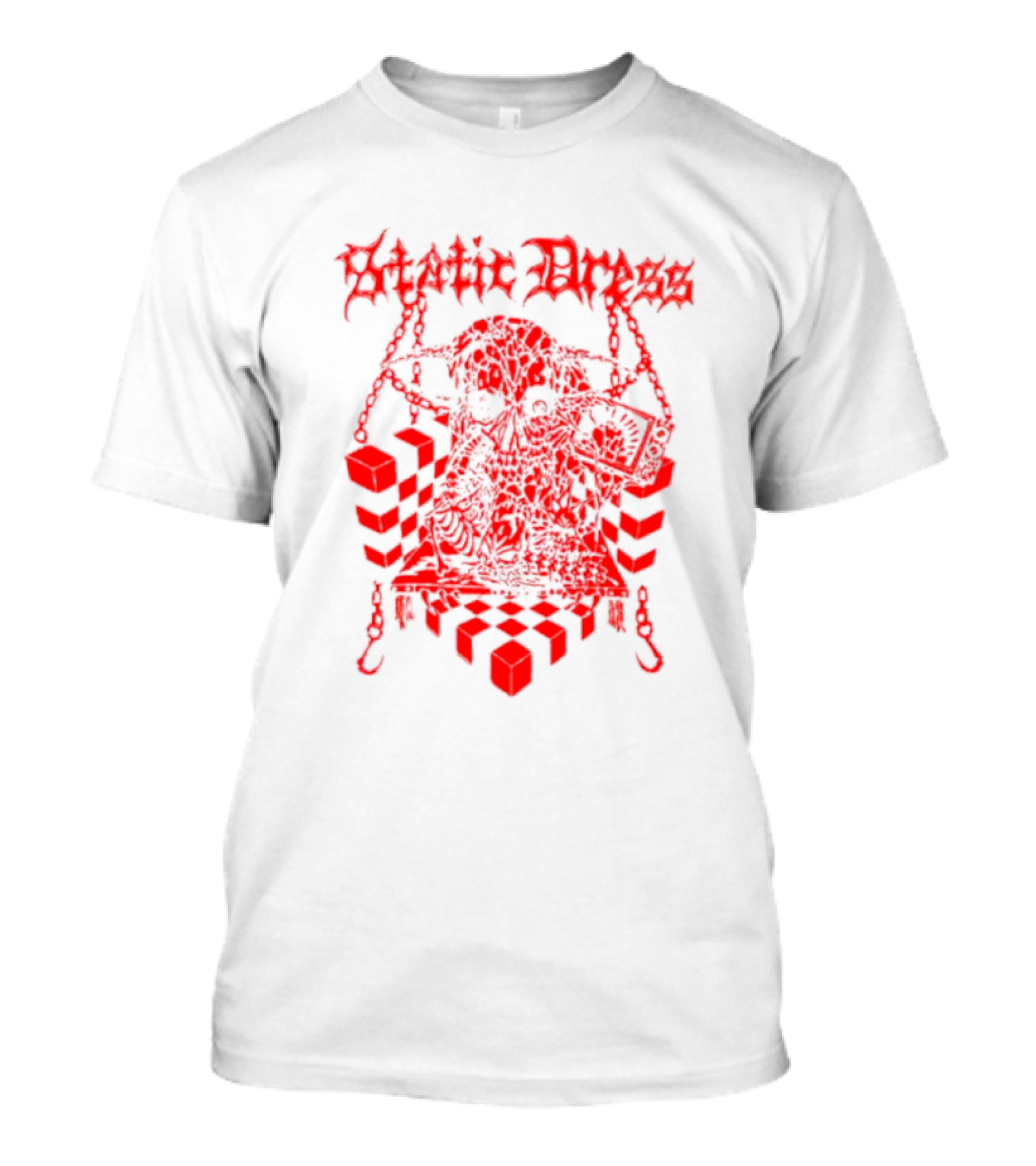 Static Dress Geometric Illusion Chains And Skulls Kerrang T-Shirt