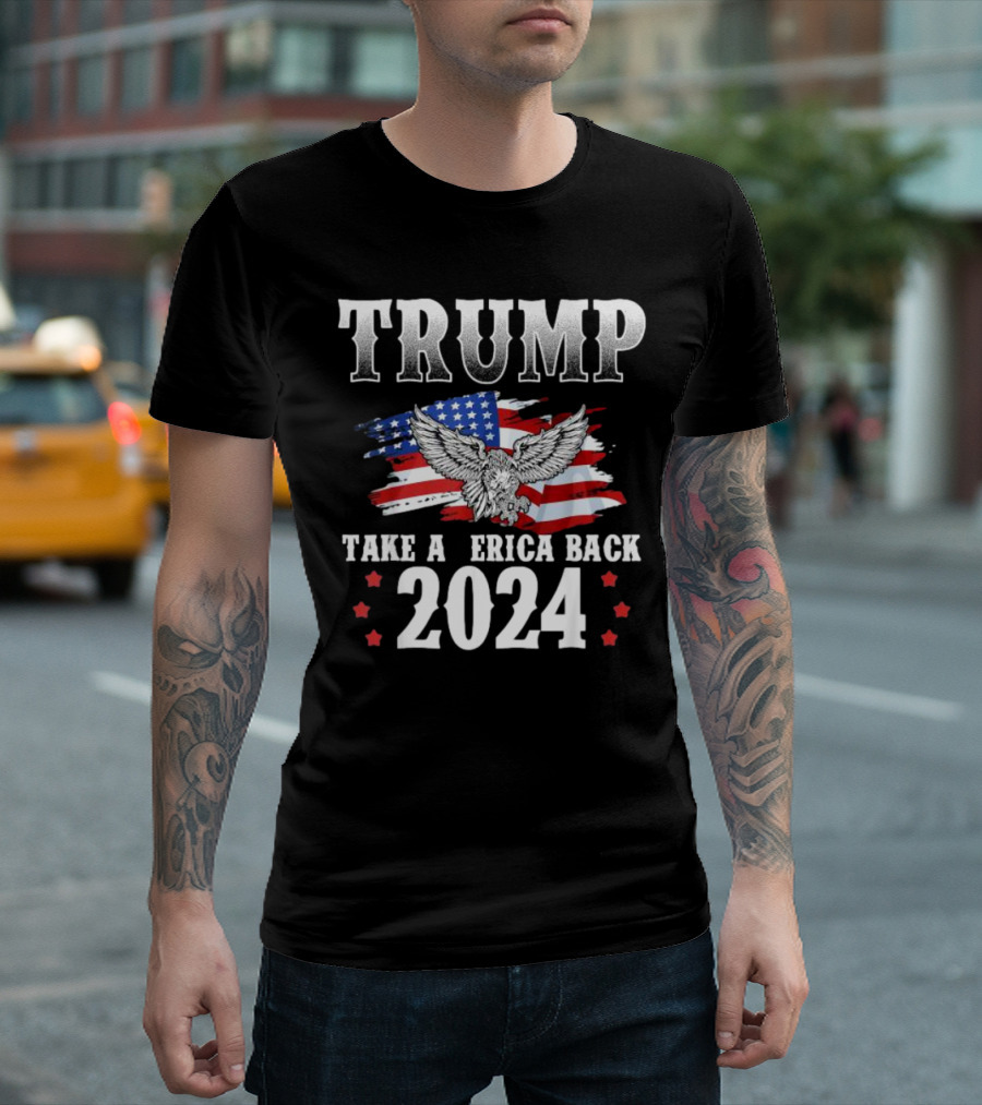 TRUMP Take America Back 2024 American Flag Eagle T-Shirt