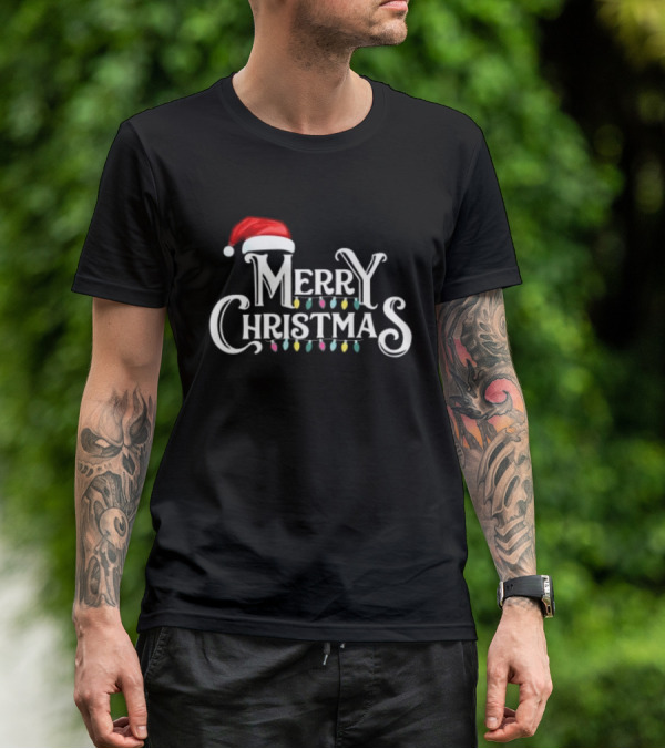 Merry Christmas Santa Hat Lights T-Shirt
