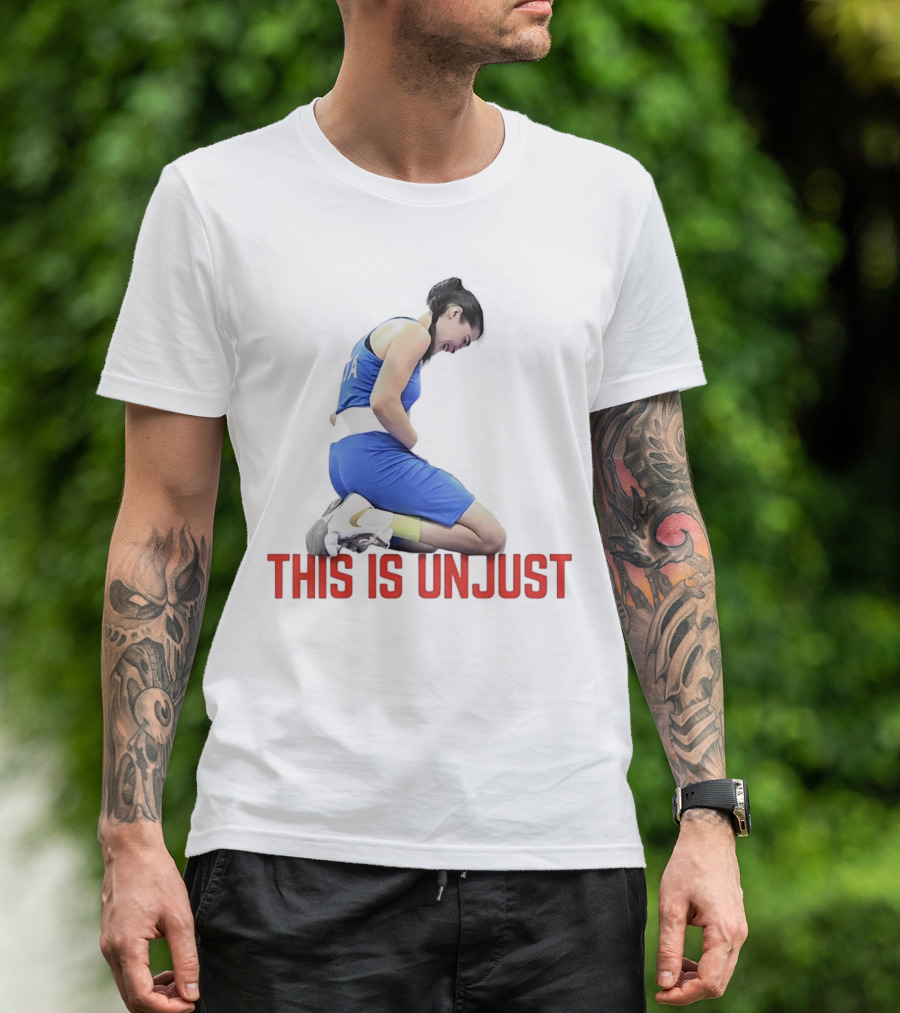Angela Carini Kneeling In Blue This Is Unjust T-Shirt