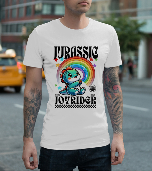JURASSIC JOYRIDER ESTD 2025 Rainbow Star Dino Club T-Shirt