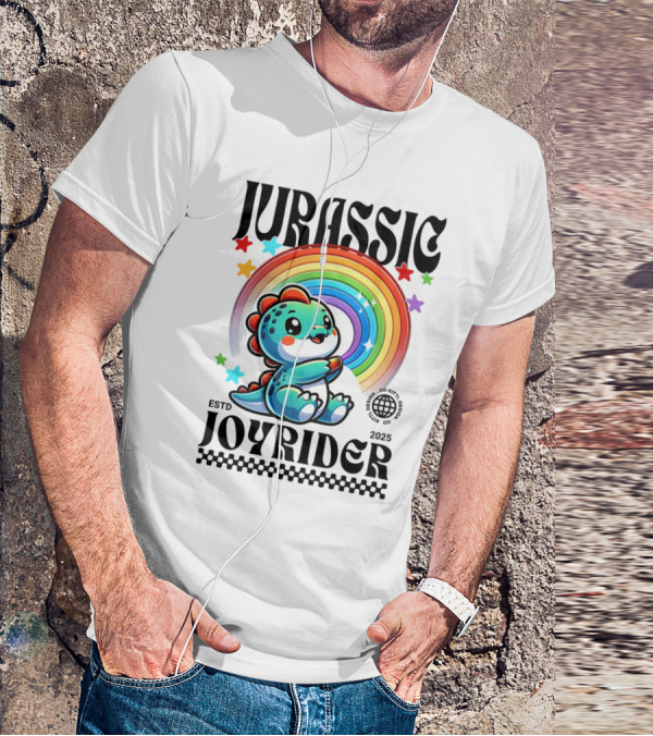 JURASSIC JOYRIDER ESTD 2025 Rainbow Star Dino Club T-Shirt