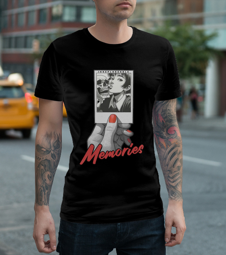 Irreplaceable Memories Polaroid with Skull Kiss T-Shirt