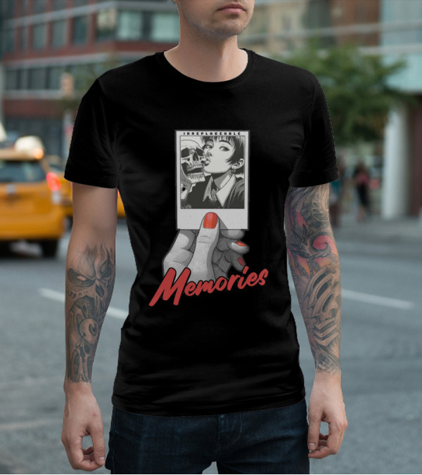 Irreplaceable Memories Polaroid With Skull Kiss T-Shirt