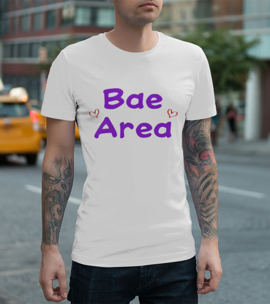 Bae Area Purple Text with Red Hearts T-Shirt