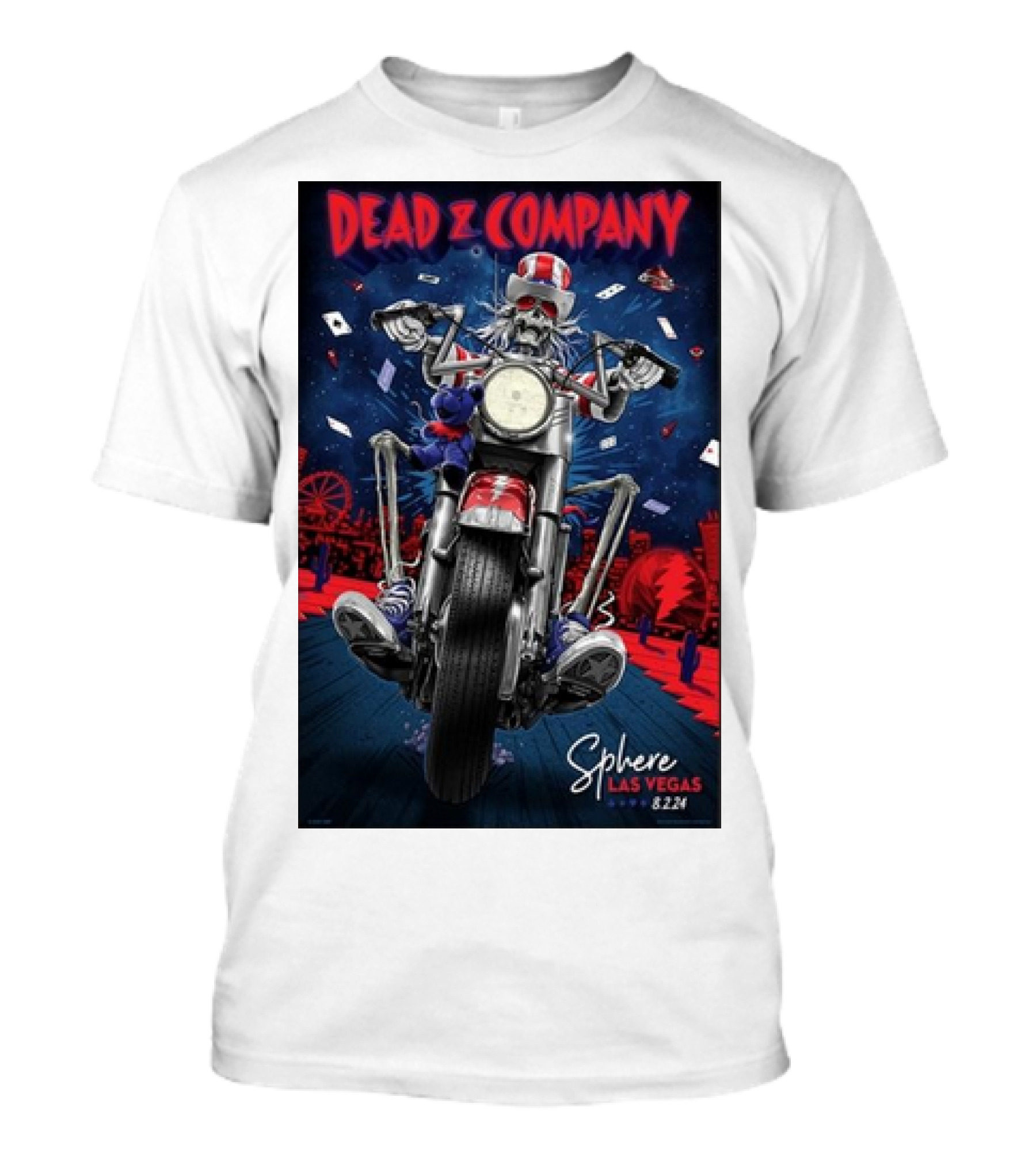Dead And Company Sphere Las Vegas Skeleton Biker August 2 T-Shirt