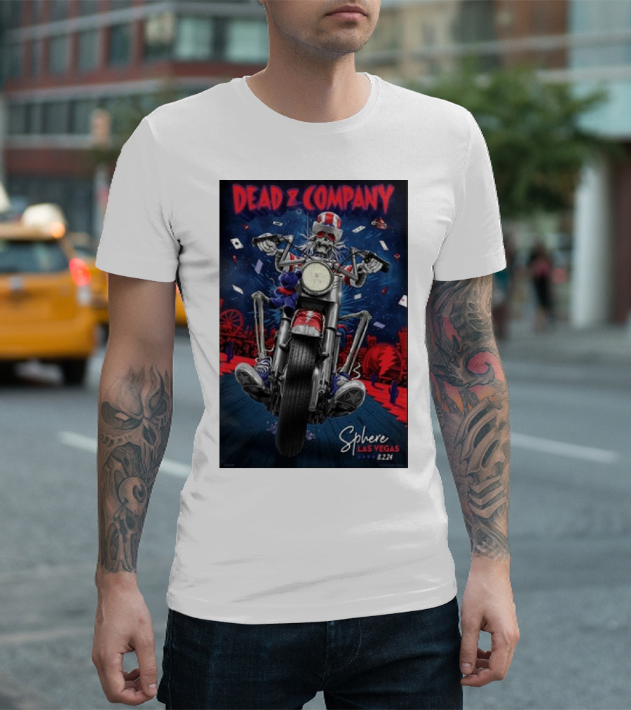 Dead And Company Sphere Las Vegas Skeleton Biker August 2 T-Shirt