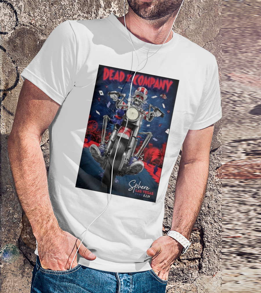 Dead And Company Sphere Las Vegas Skeleton Biker August 2 T-Shirt