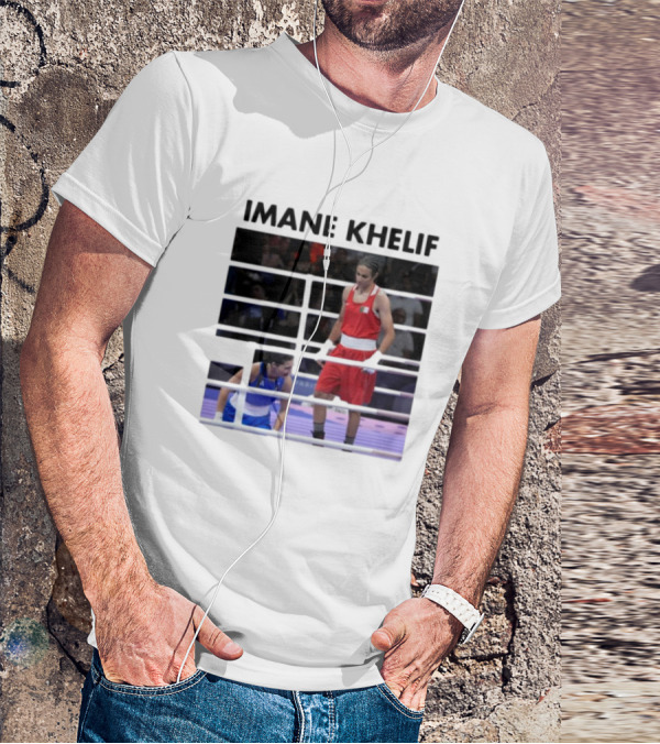 IMANE KHELIF Boxing Match Scene With Red And Blue Competitors T-Shirt