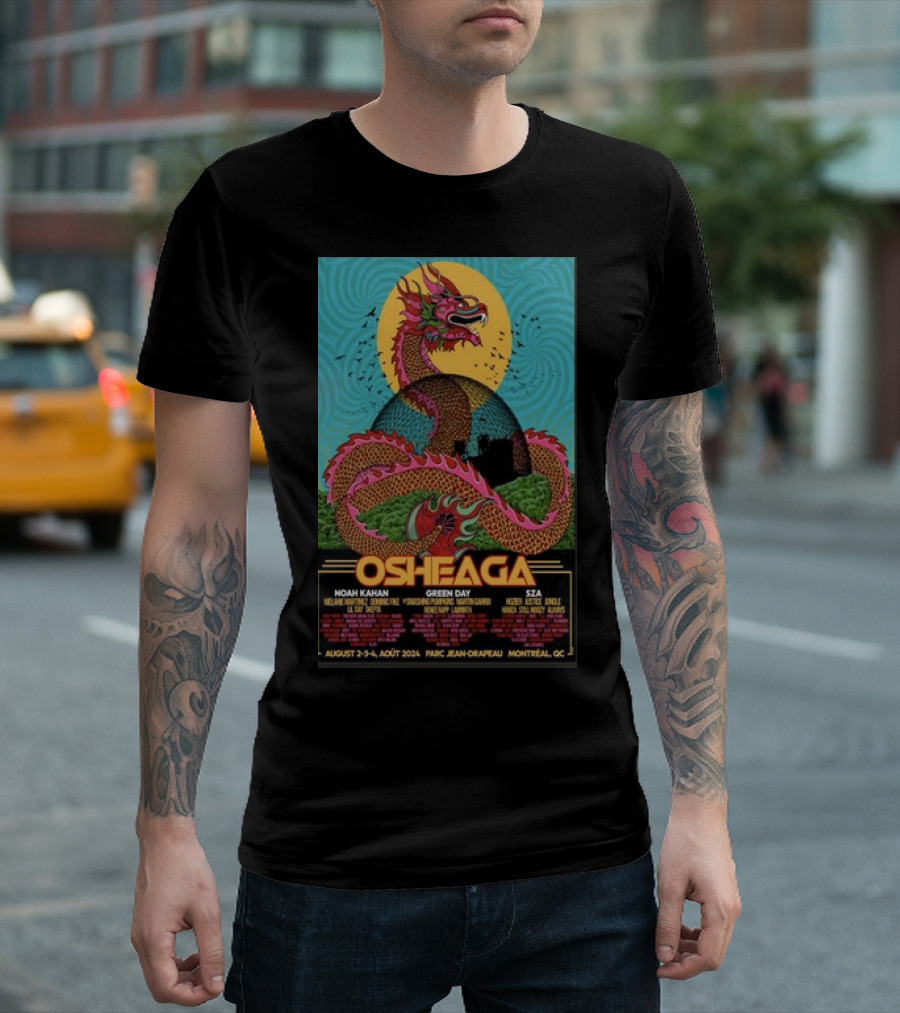 Osheaga August 2-4 2024 Parc Jean-Drapeau Montreal QC Featuring Noah Kahan Green Day SZA T-Shirt