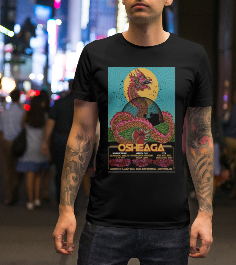 Osheaga August 2-4 2024 Parc Jean-Drapeau Montreal QC Featuring Noah Kahan Green Day SZA T-Shirt