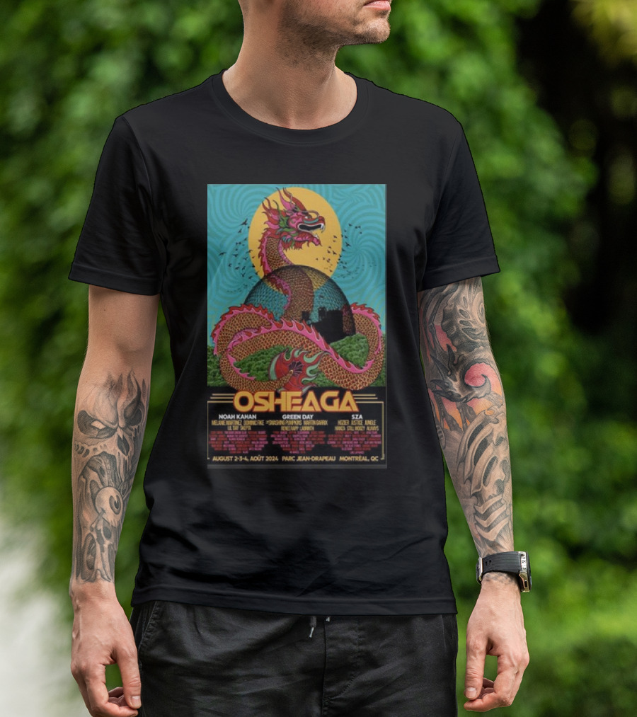 Osheaga August 2-4 2024 Parc Jean-Drapeau Montreal QC Featuring Noah Kahan Green Day SZA T-Shirt