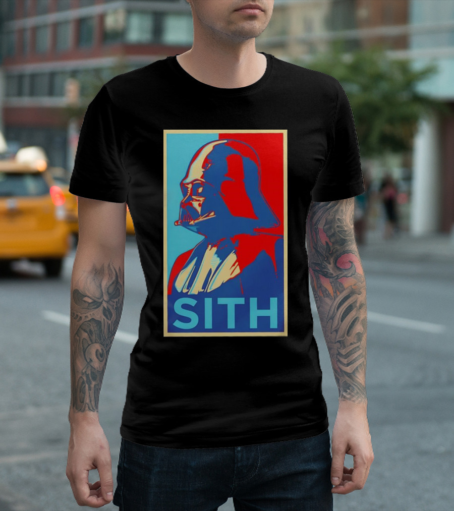 Darth Vader Sith Hope Poster Style Blue Red T-Shirt