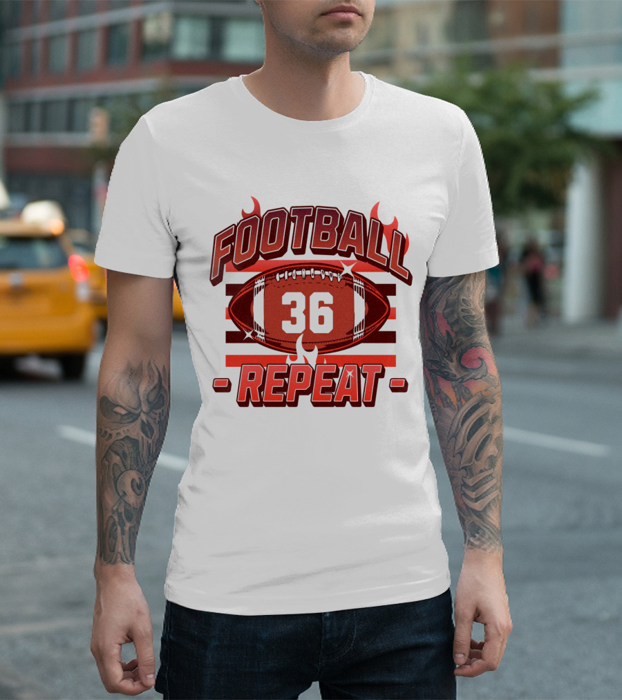 Football Repeat 36 Burn Flames T-Shirt