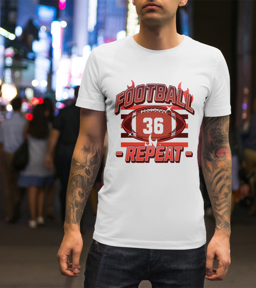 Football Repeat 36 Burn Flames T-Shirt