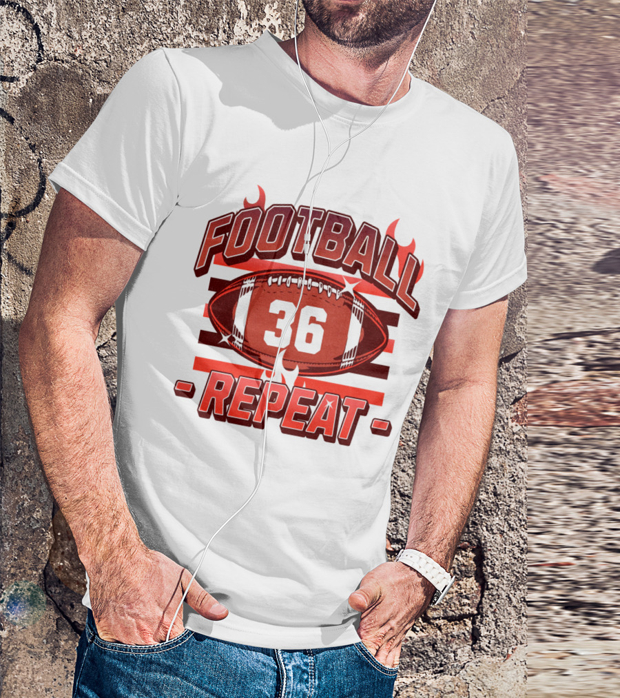Football Repeat 36 Burn Flames T-Shirt