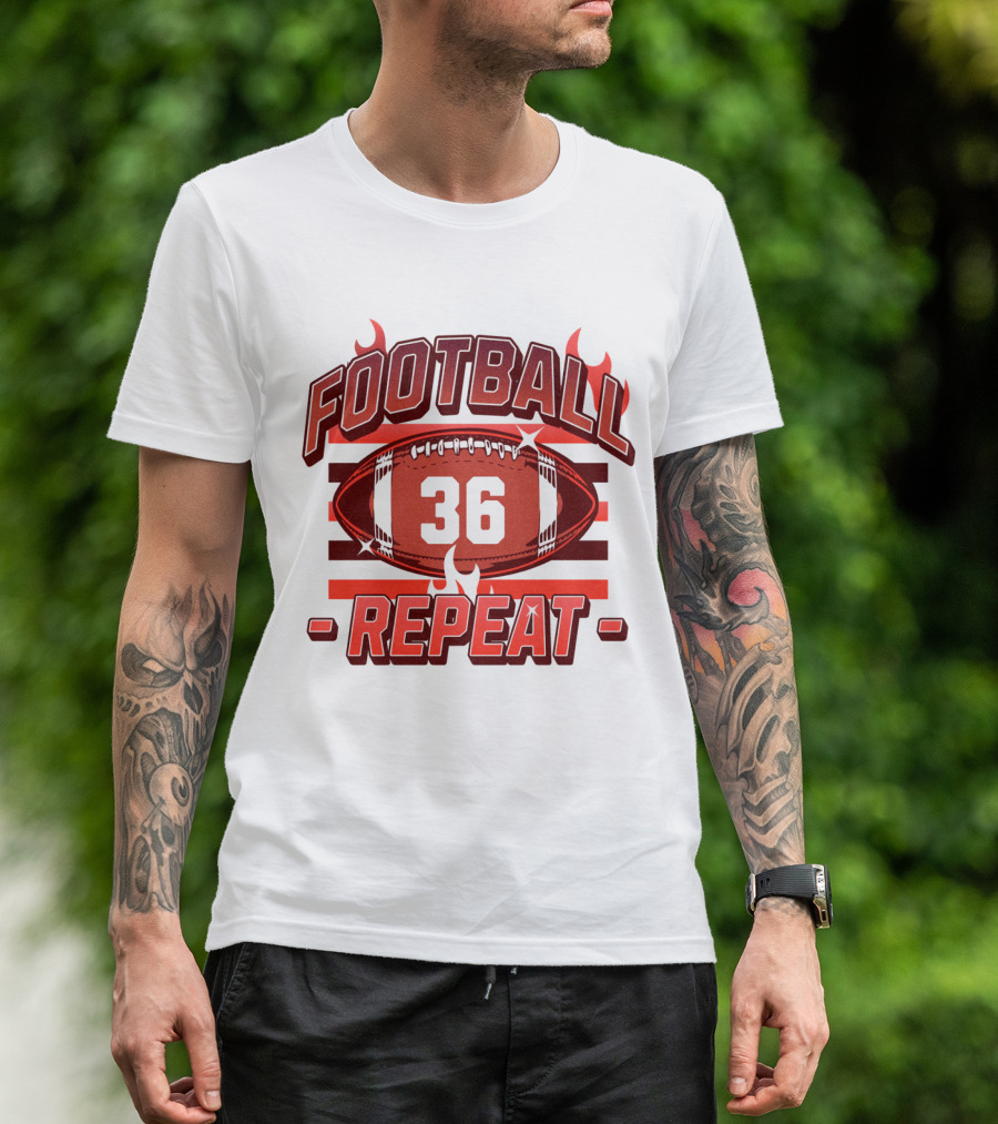 Football Repeat 36 Burn Flames T-Shirt