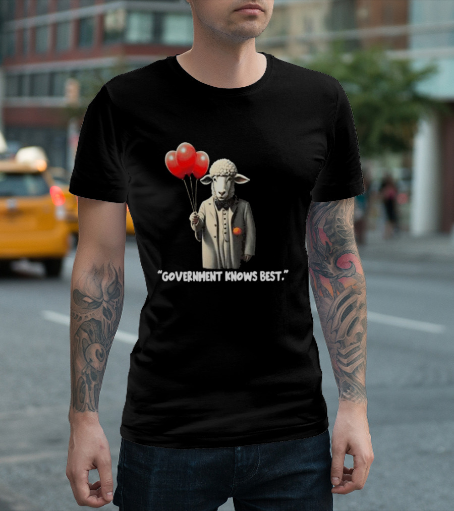 Government Knows Best Sheep with Red Balloons T-Shirt