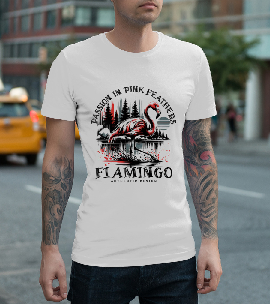 Flamingo Passion in Pink Feathers Authentic T-Shirt