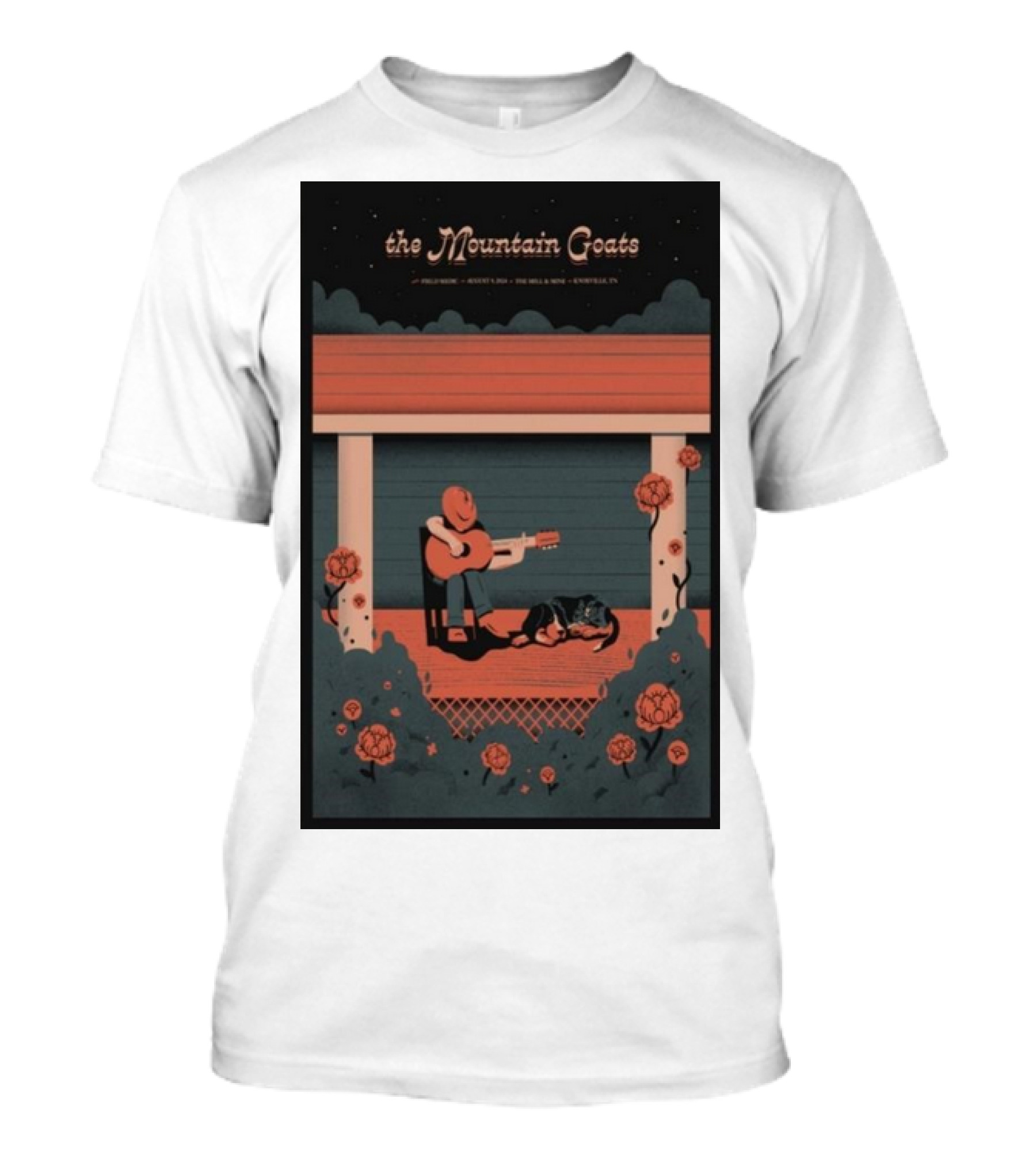 The Mountain Goats August 09 2024 Knoxville TN The Mill Mine Porch Scene Roses Guitarist T-Shirt