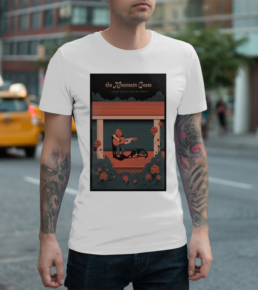 The Mountain Goats August 09 2024 Knoxville TN The Mill Mine Porch Scene Roses Guitarist T-Shirt