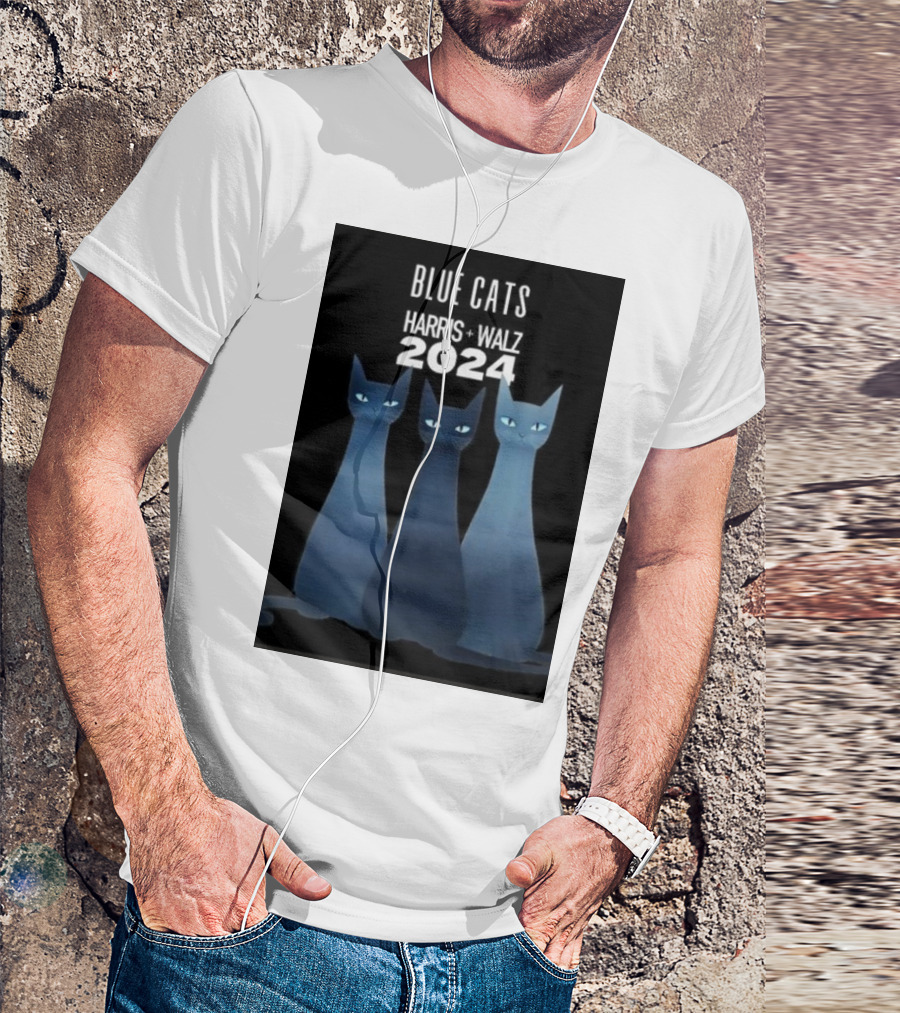Blue Cats Harris Walz 2024 Cat Ladies Rejoice Paws For Unity On A T-Shirt