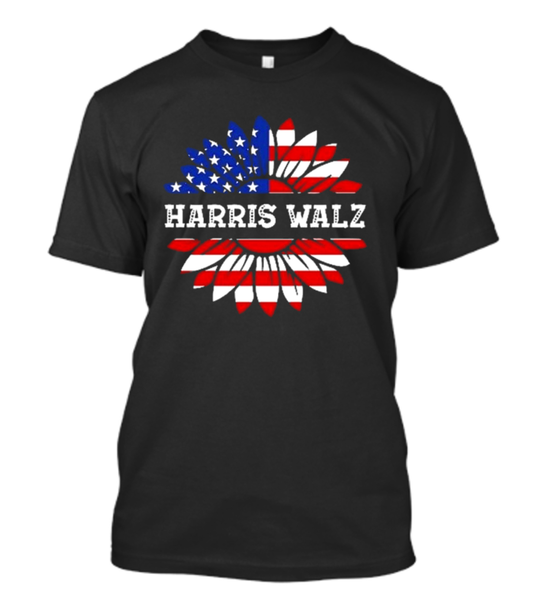 Harris Walz 2024 Sunflower American Flag Vintage USA T-Shirt