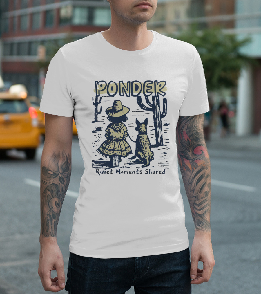 Ponder Quiet Moments Shared Cowboy Hat Desert Scene T-Shirt
