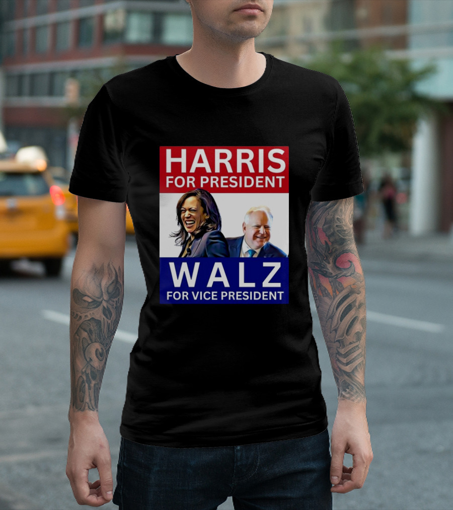 Harris For President Walz For Vice President 2024 Election Campaign T-Shirt
