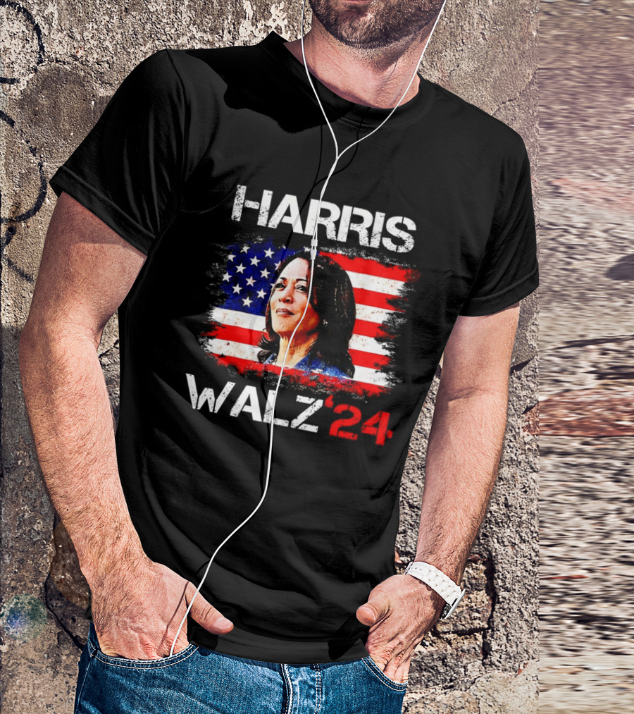 Harris Walz '24 American Flag Kamala Harris Red White And Blue T-Shirt