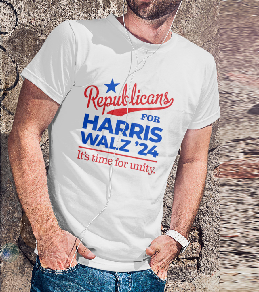 Republicans For Harris Walz '24 It's Time For Unity T-Shirt