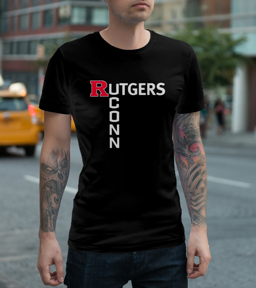 Rutgers Scarlet Knights UConn Huskies Vertical Textblock T-Shirt